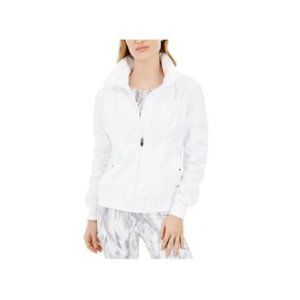 Ideology Womens Ruched-Sleeve Hooded Jacket Bright White Medium